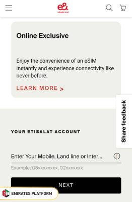 Steps to Etisalat Quick Recharge Online