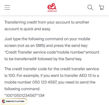 Steps to Transfer Etisalat Balance through code