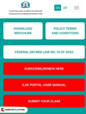 How to Check Unemployment Insurance Fine in UAE through iloe website